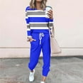 thumbnail image 2 of Stamzod Sweatsuit for Women Long Sleeve Crewneck Pullover Tops and Long Pants Tracksuit Classic Stripe Color Block Causal Fall 2 Piece Lounge Sets, 2 of 5