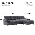 thumbnail image 2 of 104" Modular L-Shaped Sectional Sofa with USB Charging Armrest & Cup Holders, Movable Storage Ottoman & Side Pockets, Pet-Friendly Chenille Fabric, Dark Grey Living Room Furniture, 2 of 7
