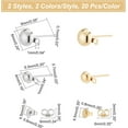 thumbnail image 2 of 80Pcs 4 Styles Half Ball Earrings Round Earring Post Studs Dangle Earring Making Earring Studs with Hole with 160Pcs Butterfly Ear Back for Earring Making Hole: 1mm Pin: 0.7mm for making, 2 of 6