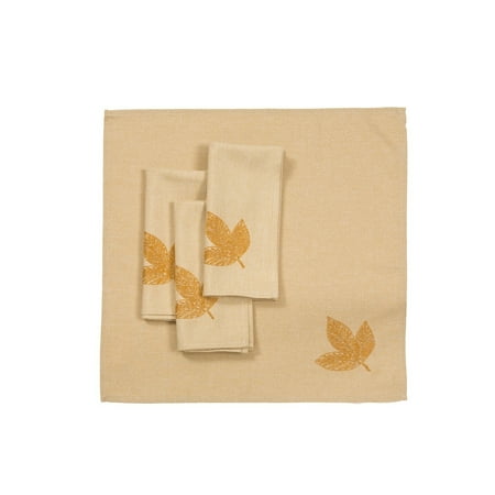 Autumn Leaves 20 by 20-Inch Napkins, Set of 4, White