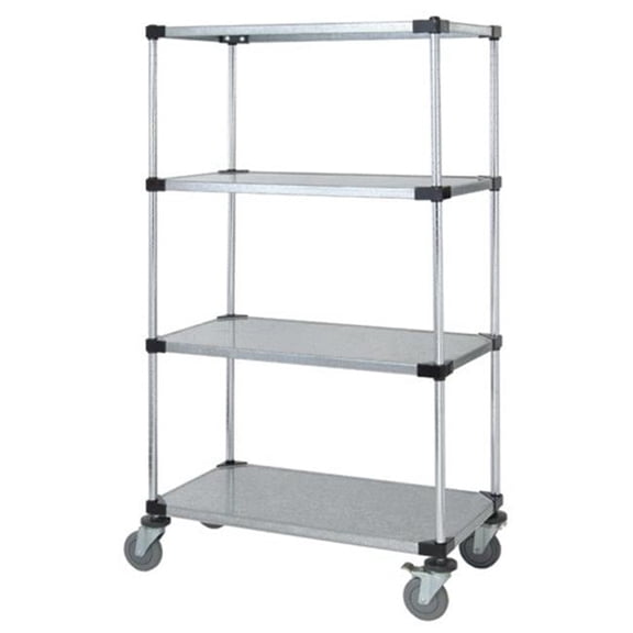 Quantum Storage M2448SG46 4-Shelf Solid Shelving Stem Caster Cart - 63 in.