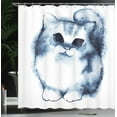 thumbnail image 4 of Ambesonne Navy Blue Shower Curtain, Cat Kitty Design, 69"Wx84"L, Grey White, 4 of 5