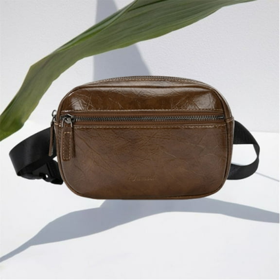 workcargo Women's Vegan Leather Fanny Pack - Brown Convertible Waist Bag, Free Size, Multi-Pocket Lightweight Crossbody Bag for Daily/Travel