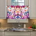 thumbnail image 2 of Yayeee Kitchen Curtains Tier Pair Light Filtering 27"x36" Rod Pocket Short Cafe Window Panel, Purple Colorful Circles, 2 of 7