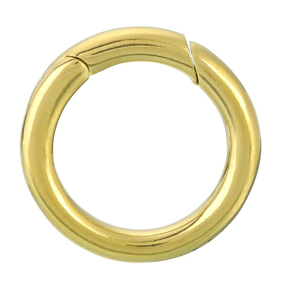 Uxcell Metal Spring O Rings 0.59"(15mm), Brass Spring Keyring Buckles Round Snap Buckle for Keychains Purse