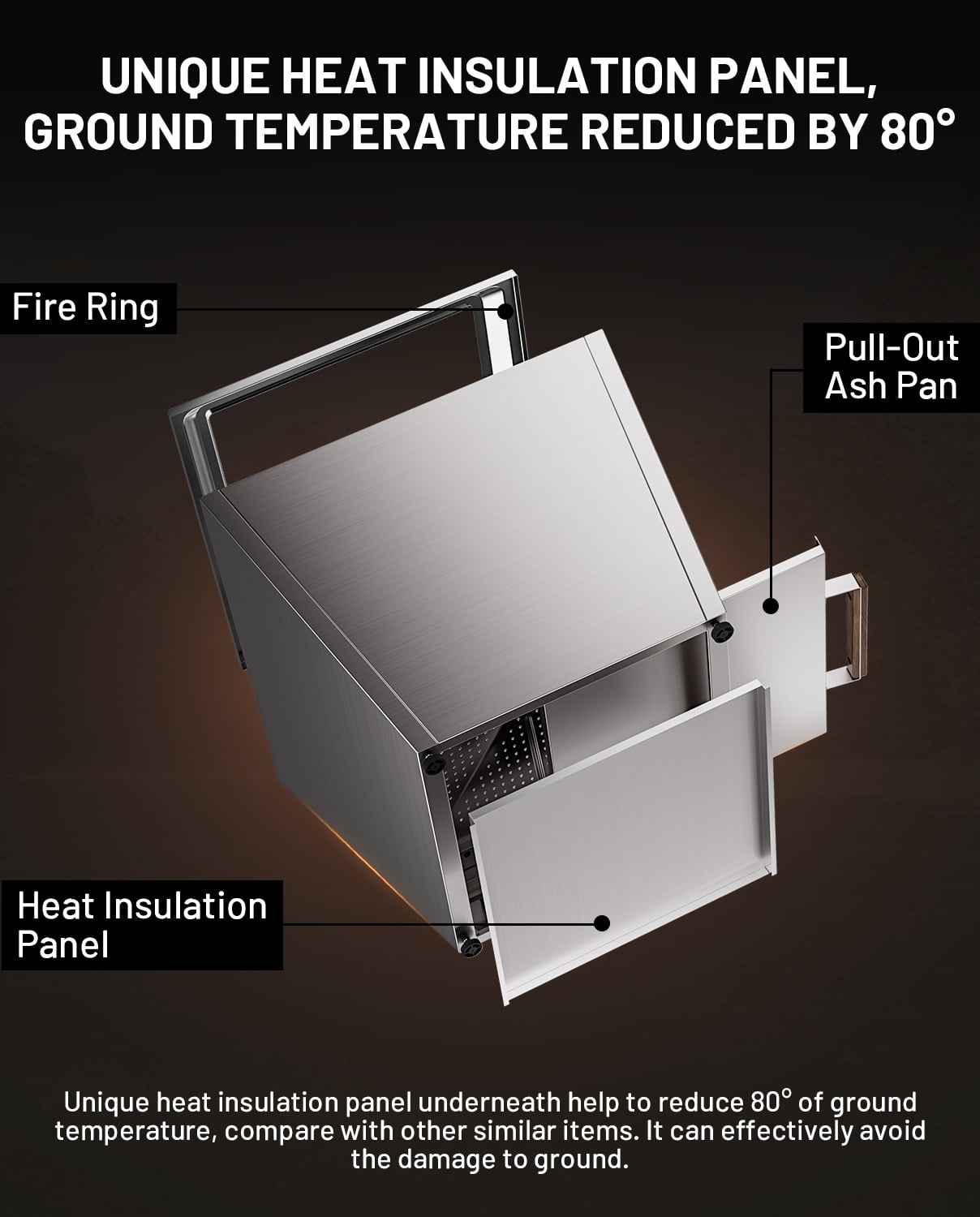LEGACY HEATING Cyberpit One 25" Smokeless Fire Pit w/ Ash Pan & Carry Handle - Stainless Steel