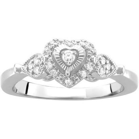 .13 Carat T.W. Heart-Shaped Diamond Promise Ring in Sterling Silver