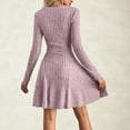 thumbnail image 5 of Tumotour Fall Mini Dresses For Women Ribbed Knitted Sweater Dress Solid Color Ruffle A-Line Dress Crew Neck Long Sleeve Pullover Tunic Dress, 5 of 8