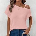 thumbnail image 2 of Top de manga corta de punto con hombros descubiertos para mujer - Blusa informal ligera - Conjunto de verano de color liso - S-XXL, 2 of 5
