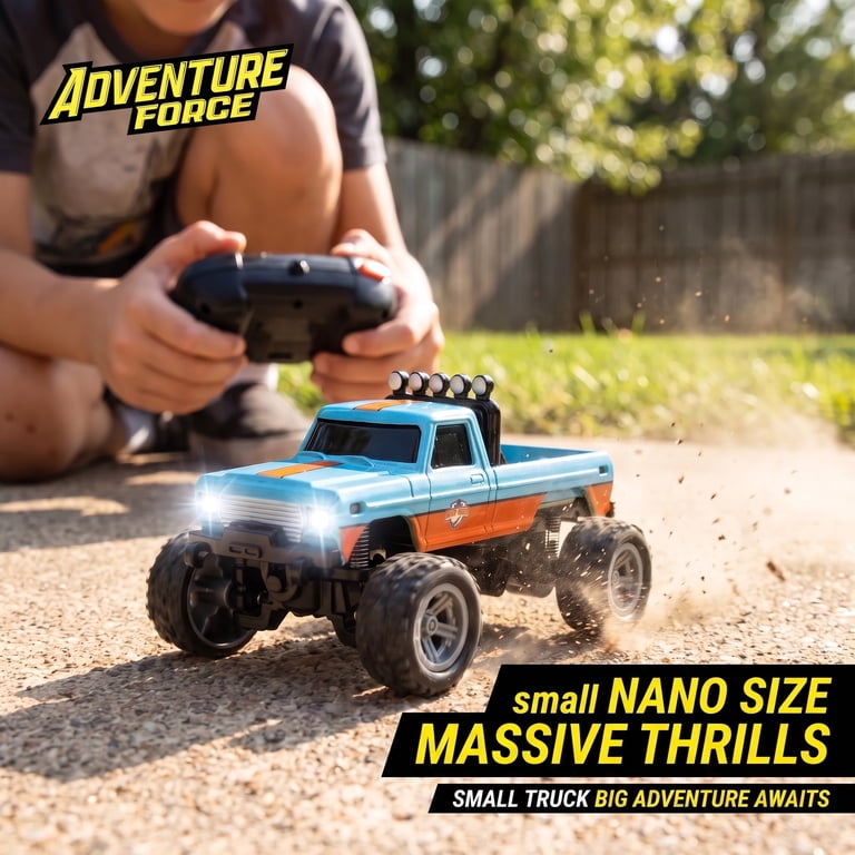 Adventure Force 1:64 Nano Racer Truck, Blue, Radio Controlled