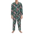 thumbnail image 3 of Sikiie Rose Flowers Mens Pajama Set, Soft Warm Long Sleeve Sleepwear, Cozy Button-Down Pjs for Men-, 3 of 7