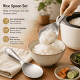 thumbnail image 3 of ABCISI 2Pcs Rice Spoon Paddle 304 Stainless Steel Rice Paddle Spoon Nonstick Rice Spatula Rice Scooper Metal Spoon Rice Cooker Spoon Food for Mixing Serving Draining Scooping Scraping (Matte), 3 of 6
