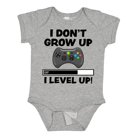 

Inktastic I Dont Grow Up I Level Up with Game Controller Black Boys or Girls Baby Bodysuit