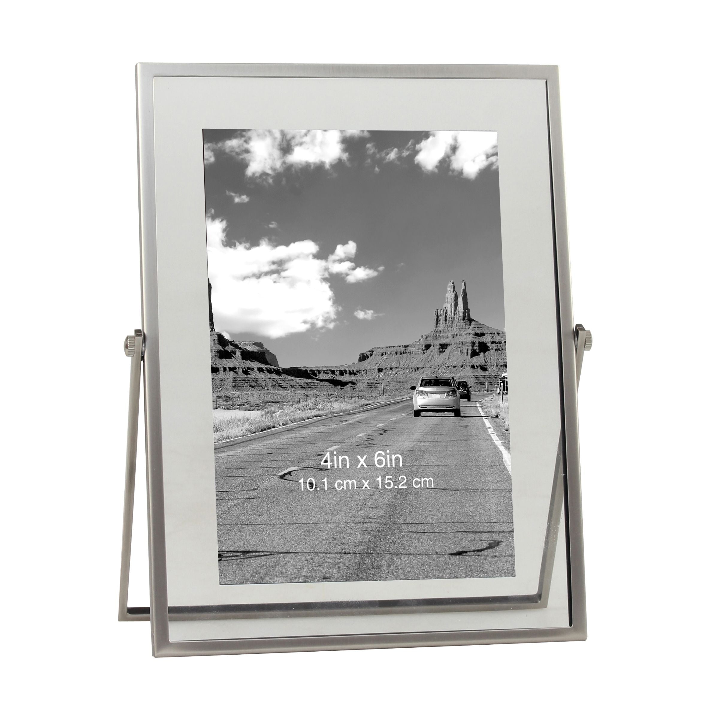 Better Homes & Gardens 4" x 6" Rectangle Metal Tabletop Floating Picture Frame, Gray