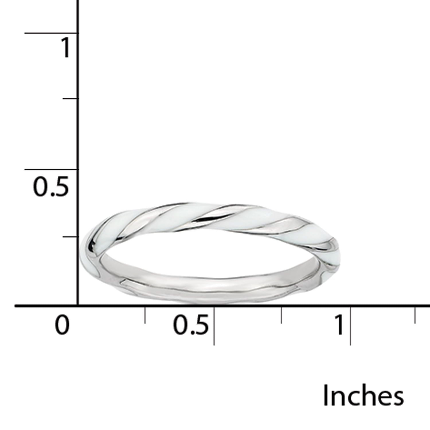 Sterling Silver Twisted White Enameled Ring