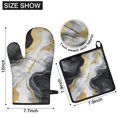 thumbnail image 6 of Black White Gold Marble Pattern Kitchen Oven Mitt and Pot Holder Sets 2 Pcs for Baking, Cooking and Grilling, Heat Resistant Up To 392 °F, 6 of 7