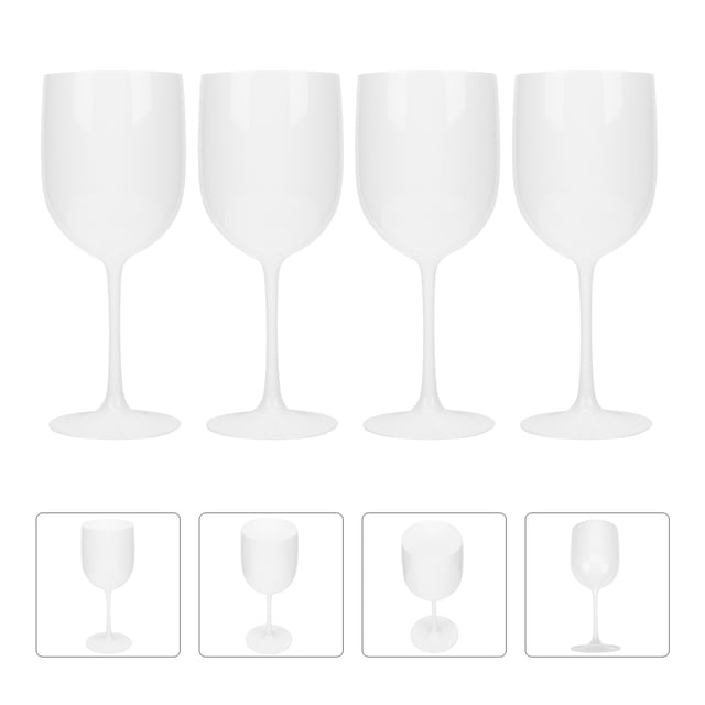 ifundom 4Pcs Plastic White Wine Goblets for Bar Restaurant Cocktail and Beverage Storage
