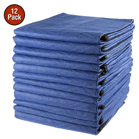 Moving Blanket-Set of 12-Dual Layer Padded Blankets for Protecting Furniture, Storage, Shipping & Sound Deadening- 81”x72” Oversized Quilt by (Best Way To Store Blankets)