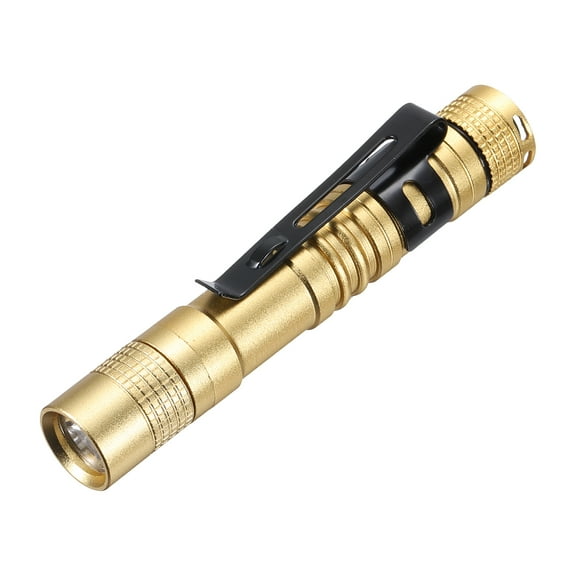 Uxcell Mini Flashlight with Clip, Small LED Pen Flashlights, Golden
