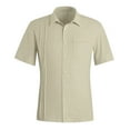 thumbnail image 4 of Eashery Mens Short Sleeve Button Down Shirts Solid Blouse Summer Tops Khaki XL, 4 of 5