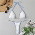 thumbnail image 3 of Nuevo traje de baño de bikini dividido a juego de color para mujer, top de bikini triangular con tiras, top de traje de baño con relleno push up y cuello halter sexy, 3 of 5