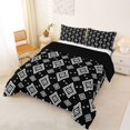 thumbnail image 2 of jejeloiu Modern Geometric Queen Comforter Set For Men Women,Tribal Diamond Comforter Sets Queen,Black White,Black Reversible,3 Pieces,1 Comforter and 2 Pillowcases, 2 of 7