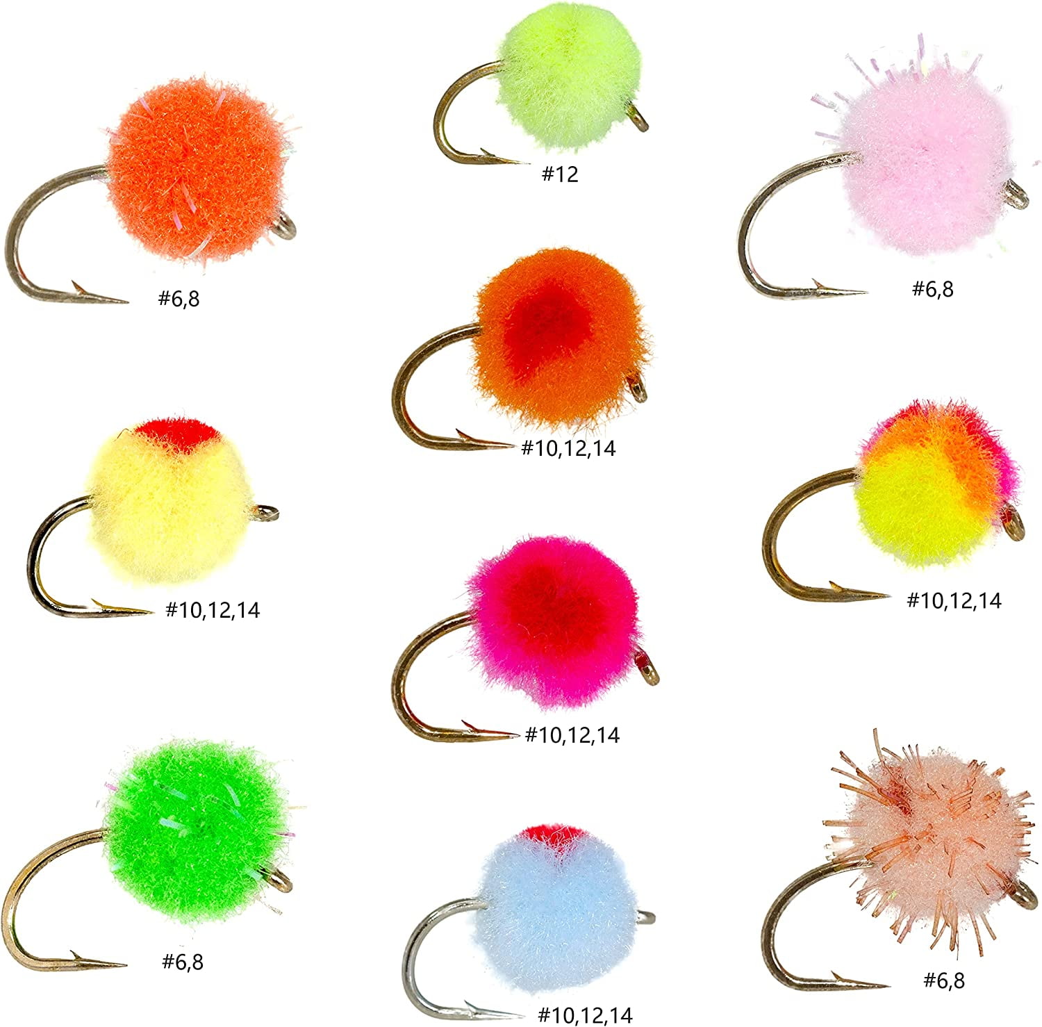 24 Producing Egg Dry Fly Fishing Lure Assortment Trout, Steelhead