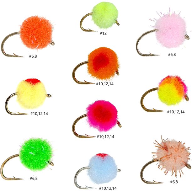 24 Producing Egg Dry Fly Fishing Lure Assortment Trout, Steelhead