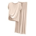 thumbnail image 2 of BONIXOOM Womens Christmas Pajamas Thanksgiving Pajamas Sleepwear None Short Sleeve Sleep Tops Solid Beige XXL, 2 of 3