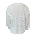 thumbnail image 4 of Women Casual Solid Color Sweater, V Neck Long Sleeve Hollow Out Heart Shape Ribbed Knitted Sweaters Outfits, 4 of 6