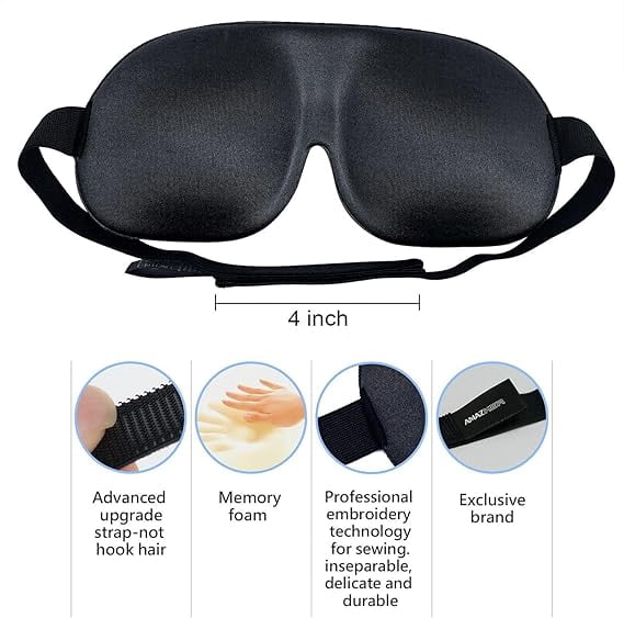3 Pack 3D Sleep Mask for Back and Side Sleepers, 100% Light Blocking, Lightweight and Breathable Eye Cover for Men and Women, Zero Pressure Night Blindfold