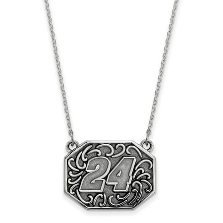 - Roy Rose Jewelry Sterling Silver LogoArt Bali-style # 24 NASCAR 18'' Chain Pendant Necklace