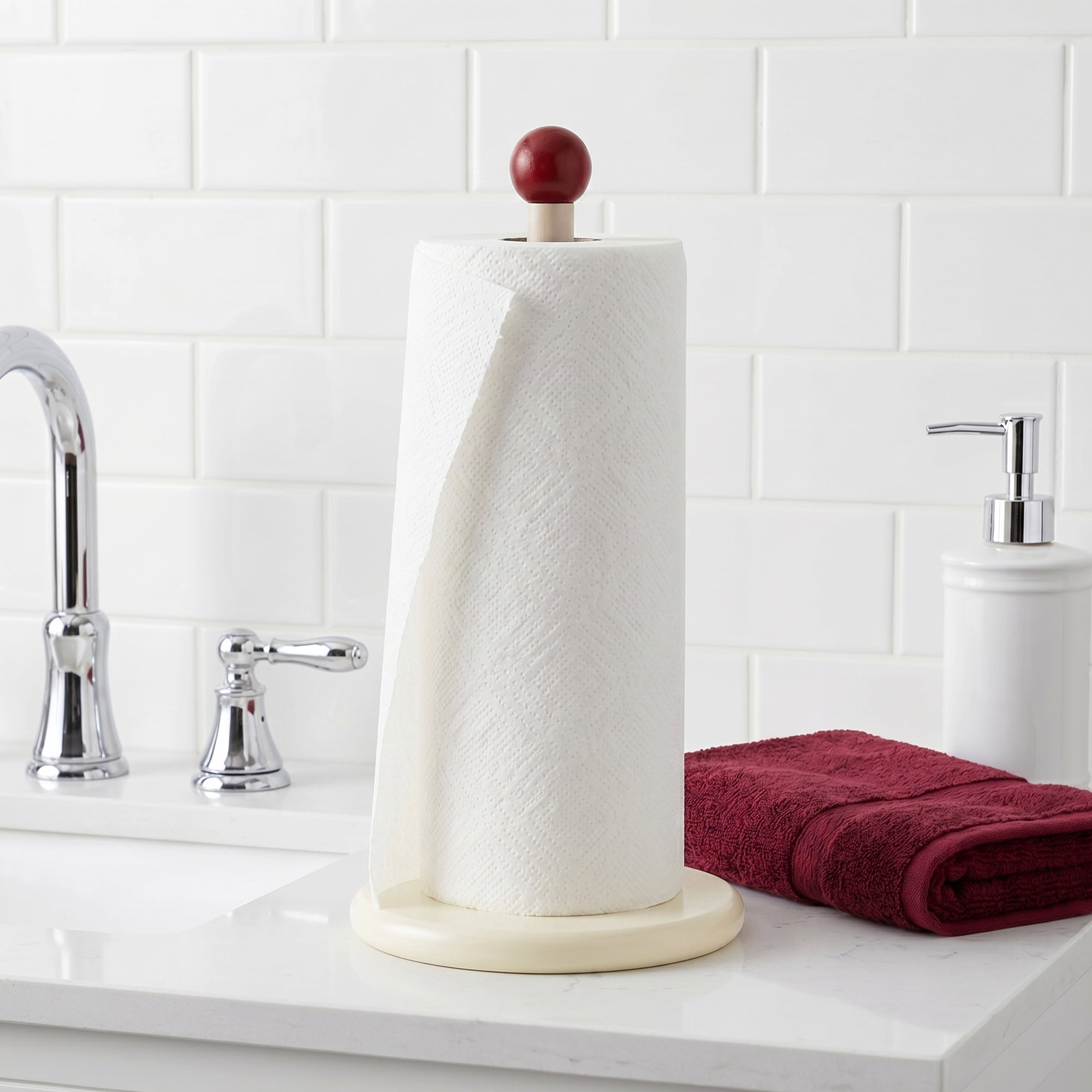 Unique Bargains Paper Towel Holder Countertop Weighted Base Dispenser 12x5.9inch