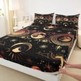 thumbnail image 3 of Homewish Boho Bohemain Theme Queen Sheet Sets,Retro Sun Moon Flat Sheet,Gold Black Queen Fitted Sheet For Teens,Super Cozy Room Decor,4 Pieces, 3 of 7
