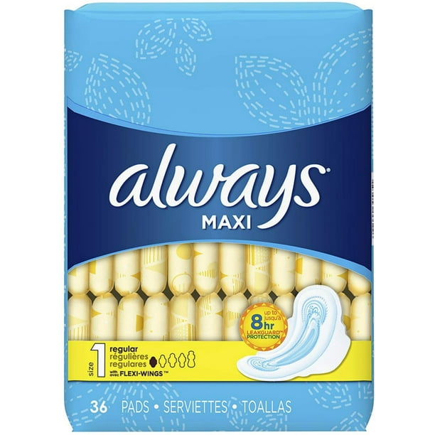 Always Maxi Pads, Size 1, 36Ct, 4 Pack - Walmart.com - Walmart.com