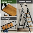 thumbnail image 2 of Taranta 4 Step Ladder, Portable Folding Ladder with Wide Pedal, Lightweight Aluminum Step Stool with Convenient Handgrip, 330 lbs Capacity Stepladder for Home, Office - BlackWoodgrain, 2 of 16