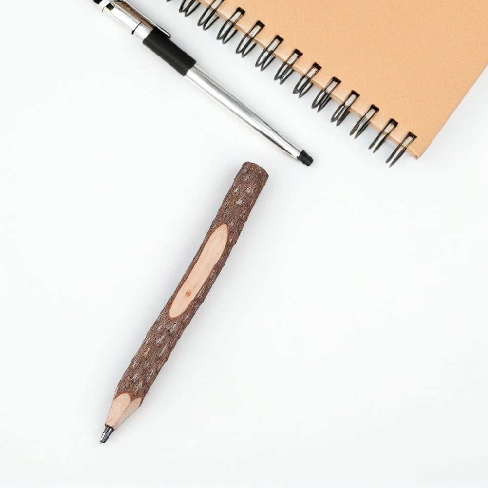 HONMEET 8Pcs Light Brown Wood Graphite Pencils with Natural Bark for Writing and Drawing