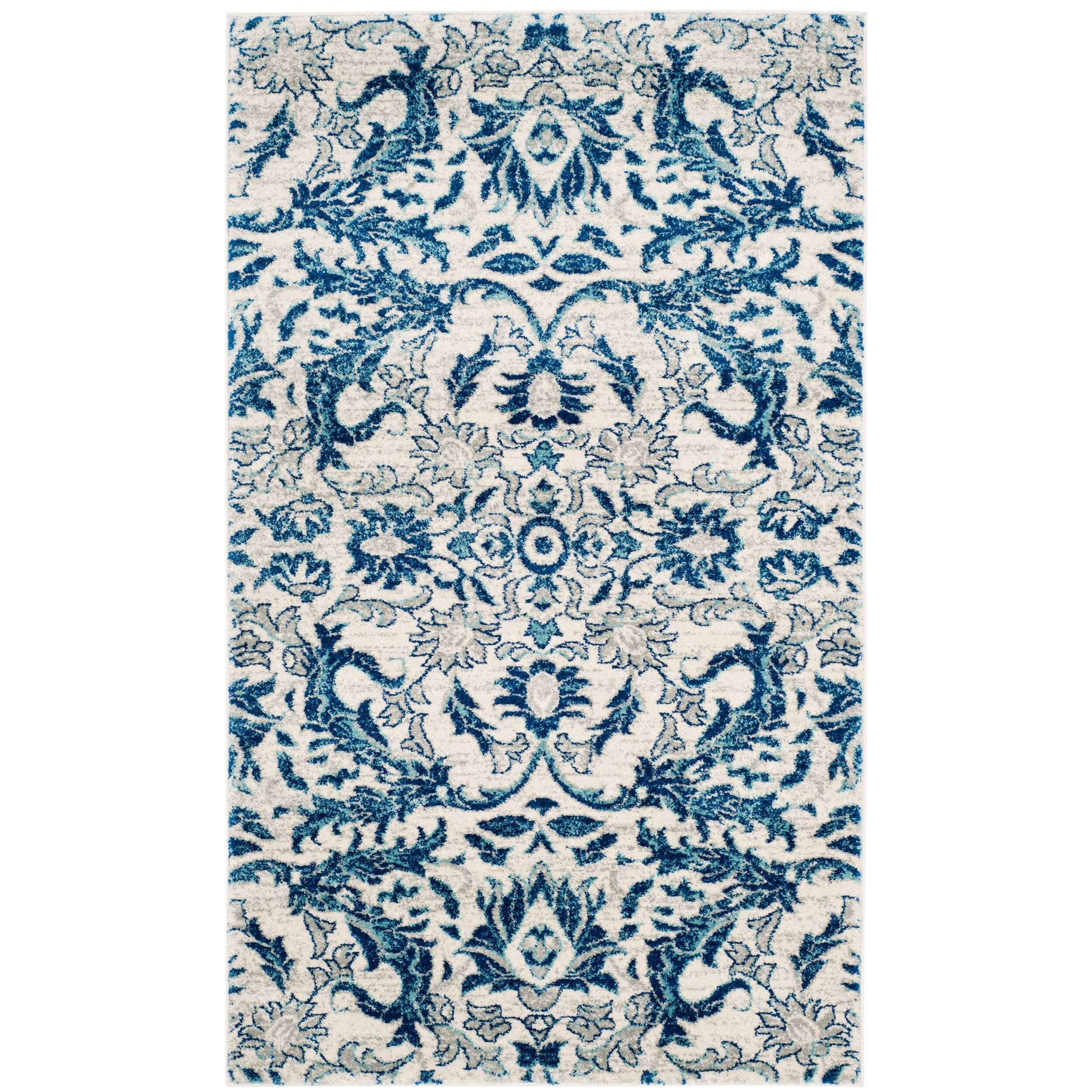 SAFAVIEH Evoke Ksenija Floral Vines Area Rug, Ivory/Blue, 5'1" x 7'6"
