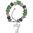 thumbnail image 1 of Silvertone Large Lucky 7 Green Christmas Bead Bracelet, 1 of 4