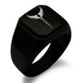 thumbnail image 1 of Stainless Steel Rise of the Valkyrie Engraved Square Flat Top Biker Style Polished Ring, 1 of 1