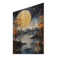 thumbnail image 2 of Designart "Yellow Bridge Abstracted Riverine Painting I" Cityscapes Print on Natural Pine Wood, 2 of 5