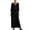 Black, variant on Women's V Neck Three Quarter Sleeve Maxi Dress Button Placket Loose Fit Casual Summer Linen Blend Caftan Dress