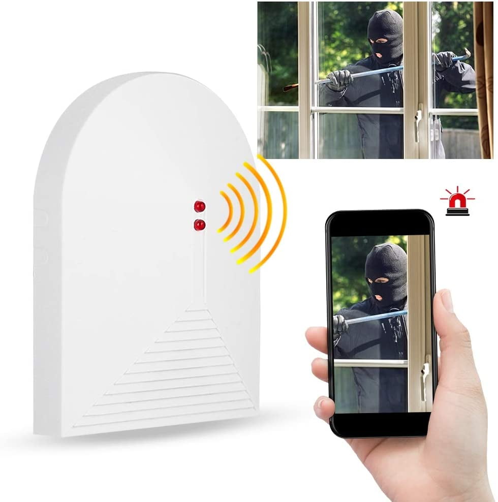 Wireless Window Alarm Sensor, AntiTheft Wireless Glass Break Detector Window Broken Glass Alarm