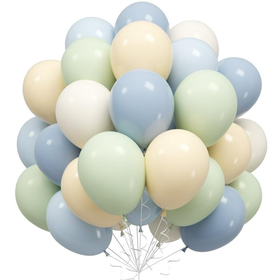 Dusty Blue Green Balloons, 60Pcs 12 Inches Baby Blue Light Green Sand White First Birthday Balloons for Boys First Birthday Decoration Party Baby Shower Graduation Decorations