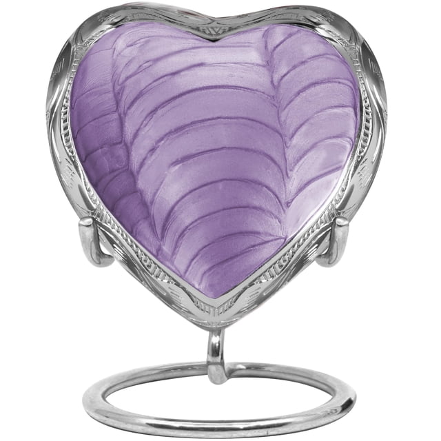 Urna Trupoint Memorials Mini Corazón Lavanda con Soporte