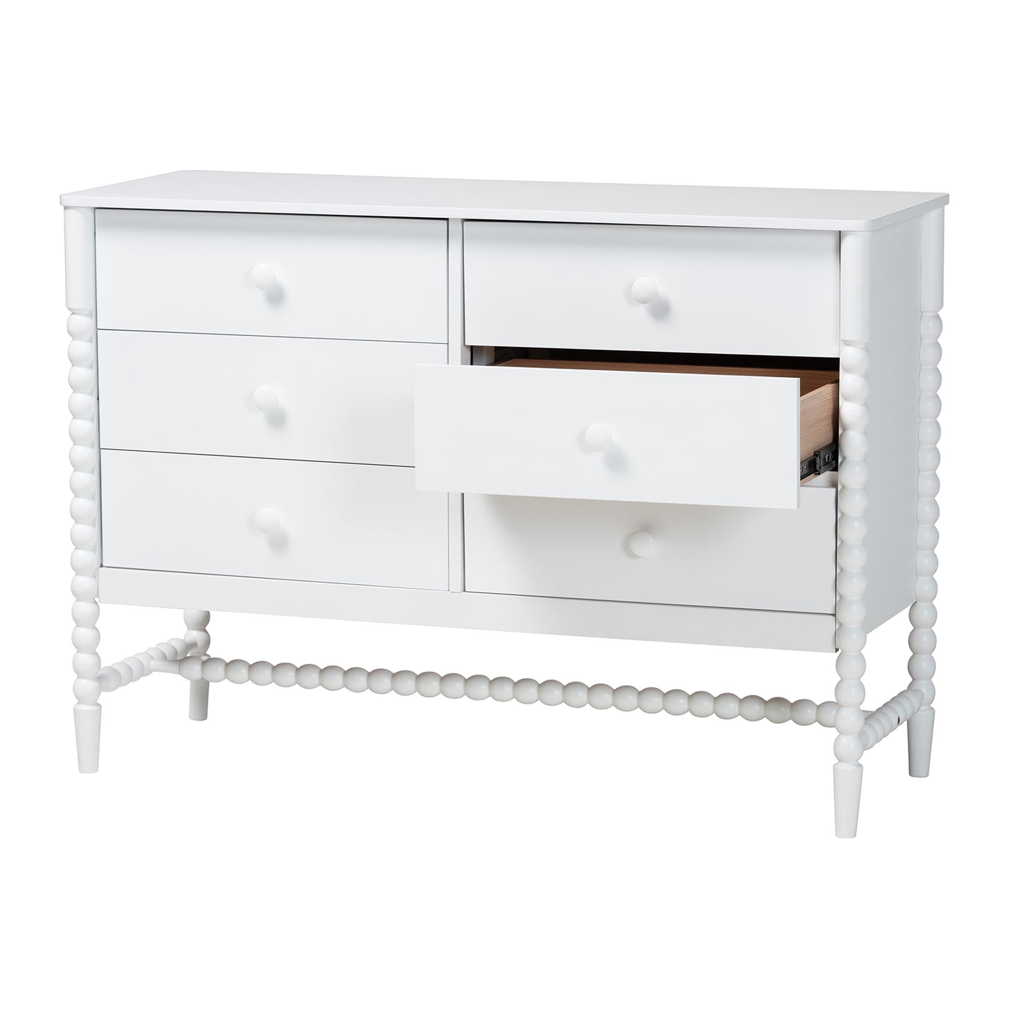 Baxton Studio Brantley Modern Farmhouse Dresser, 6-Drawer, White