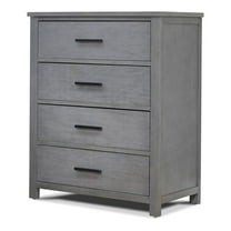 Pemberly Row Traditional 4-Drawers Wood Dresser for Baby in Grigio Gray