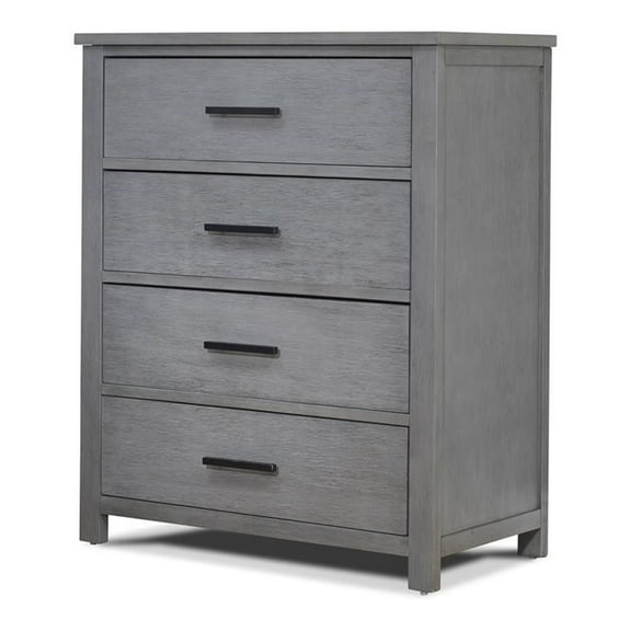 Pemberly Row Traditional 4-Drawers Wood Dresser for Baby in Grigio Gray