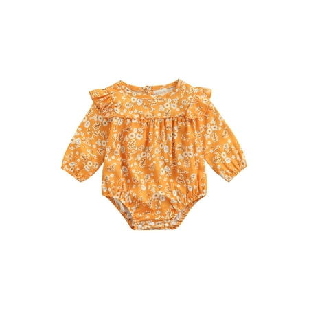

Qiylii Baby Girls Floral Romper O-Neck Ruffle Bodysuit 0-12M