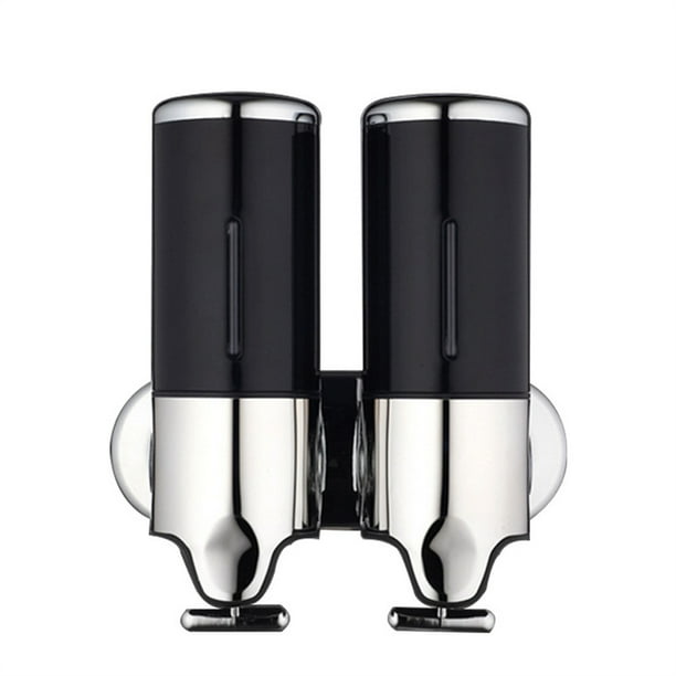 Inteprter Dispensador de jabón de ducha doble de acero inoxidable, soporte suave, caja de plástico Manual, accesorios de baño, suministros para el hogar Juegos de accesorios de baño Negro Inteprter HA011287-03B
